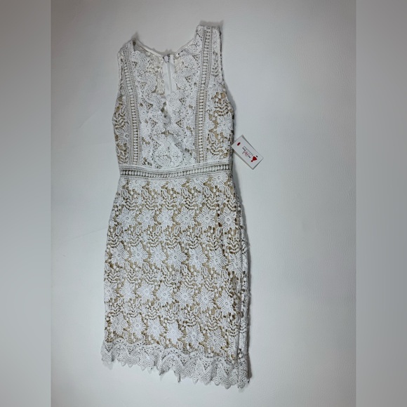 Soieblu Dresses & Skirts - NWT Soieblu white lace dress with beige cutouts women’s size small (bin P)